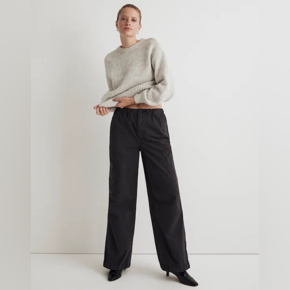 Madewell Cargo Parachute Pants in Garment-Dyed Poplin Black